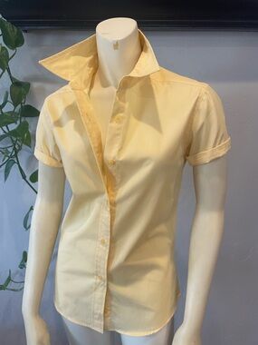 New Port Authority Pale Yellow Short-Sleeve Button-Down Shirt XS